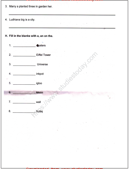 Class 3 English Printable Worksheet Set 1 Free PDF
